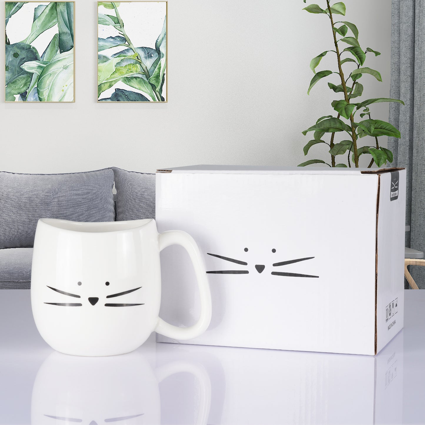 Cute Cat Cups Coffee Glass Mugs Cat Gifts for Cat Lovers Women